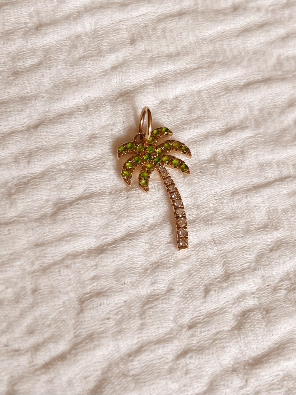 Palm Charm 14k Gold Diamond Tsavorite